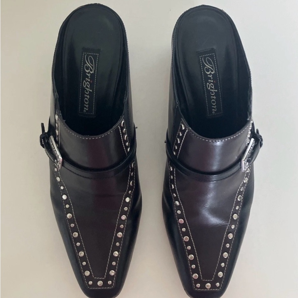 Brighton Black Studded Slip-On Mule Loafers - Picture 4 of 9